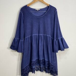 Indigo Threads Boho Washed Babydoll Blouse